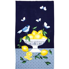 Oiseau Frais Au Citron Papillon Bol De Fruits Panneau Tissu par Michael Miller