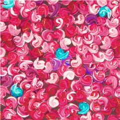 Tissu rose avec des pois peints roses bleus violets Tissu par Quilting Treasures