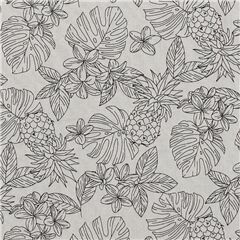 Tissu tropical gris clair avec des ananas Tissu par Trans-Pacific Textiles