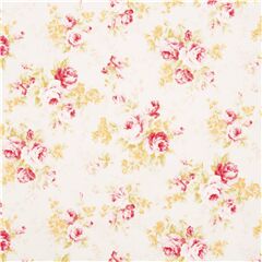 Tissu Oxford cru avec des roses roses et jaunes sous forme de bouquets Tissu par Japanese Indie