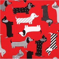 Tissu jersey lisse extra large rouge avec des chiens saucisses USA Tissu par Robert Kaufman