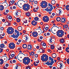 Tissu en coton rouge fleurs hippie rtro bleu indigo et blanches Tissu par Liberty Fabrics