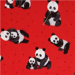 Roter Flanell mit Pandas Stoff von Robert Kaufman
