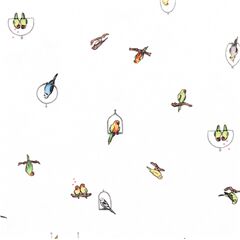 Tissu en coton blanc avec des animaux et des perruches arc-en-ciel Tissu par Robert Kaufman