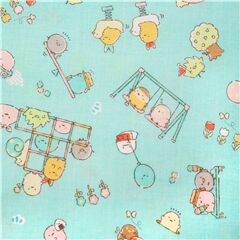 Toile  drap en coton bleue avec les Sumikkogurashi  l'aire de jeux Japon Tissu par San-X