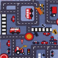 Stoff mit Feuerwehr und Straenkarte von Stof Fabrics Reststück (Reststück)