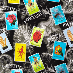 Tarot Stoff schwarz Wahrsagen Karten Baumwolle USA Stoff okkult Stoff von Japanese Indie