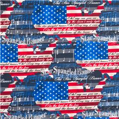 USA Flagge Karte Hymne Musik Partitur Stoff von Timeless Treasures