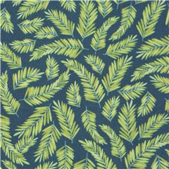 Naturstoff grne Bltter Druck auf marineblauem Baumwollstoff USA Stoff von Timeless Treasures