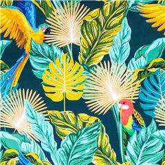 Grandes Feuilles Tropicales Perroquets Tissu par Stof France