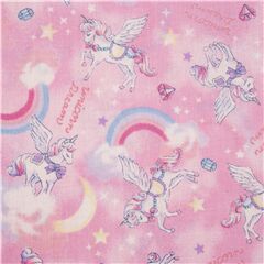 Unicorn Dream rosa Stoff Wolken Regenbgen Japan lizensiert Stoff von Japanese Indie