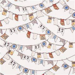 Tissu blanc vintage avec des banderoles de fanions nautiques Tissu par Quilting Treasures
