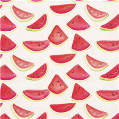Wassermelonenspalten Aquarell Kunstwerk weier Baumwollstoff Stoff von Dear Stella