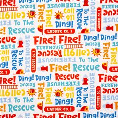  La Rescousse Phrases Et Mots De Pompiers Tissu par Michael Miller