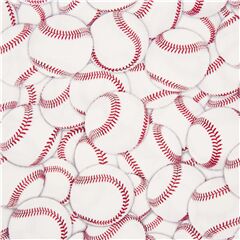 Tissu blanc sur le thme du sport avec de balles de baseball Tissu par Timeless Treasures