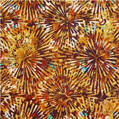 Tissu avec des feux d'artifice sauvages orange et marron Tissu par Quilting Treasures