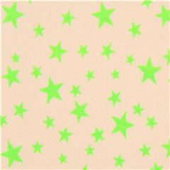 Tissu jersey beige avec des toiles vert fluo, import du Japon Tissu par Japanese Indie