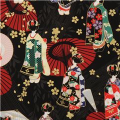 Metallische Maiko-Geishas Kimono Parasol Stoff von Cosmo