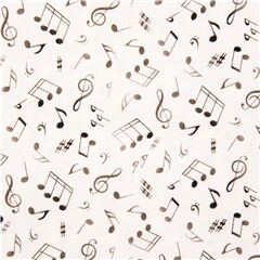 Tissu en coton crme avec des notes de musique et des symboles noirs Tissu par Elizabeth's Studio