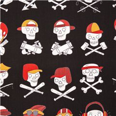 Tissu noir tte de mort os croiss casquettes skate baseball Tissu par Alexander Henry