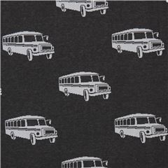 Tissu echino Jacquard noir avec des autobus gris clair Tissu par Echino Fabrics
