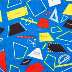 Blauer Baumwollstoff mit mathematischen Berechnungen Polygonen Formen Stoff von Michael Miller