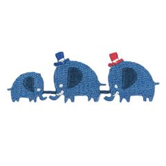 Blauer Elefant mit rotem Hut Bgelbild Transferblatt 1 Stck von Japanese Indie