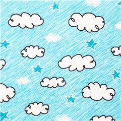 Tissu en coton bleu ciel avec des nuages et des toiles Tissu par Michael Miller