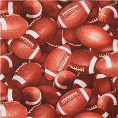 Tissu en coton thme du sport ballons de football amricain en cuir marron Tissu par Elizabeth's Studio