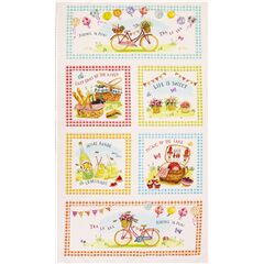 Tissu  panneaux coton Vichy multicolores bords pique-niques Tissu par Michael Miller