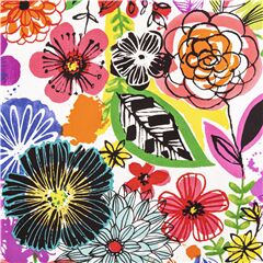 bunte Blumen tintenschwarze skizzenhafte Blten US-Stoff Alexander Henry Stoff von Alexander Henry