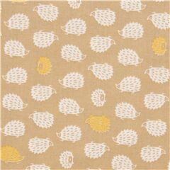 Beigefarbener Japan-Baumwollstoff mit weien Igeln mit goldenen Metallic-Akzenten Stoff von Cosmo