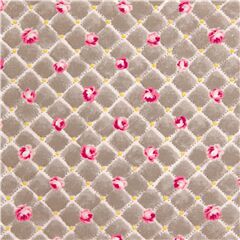 Grauer Japan-Baumwollstoff mit Gitternhten im Quilt-Stil mit rosa Rosen Stoff von Cosmo