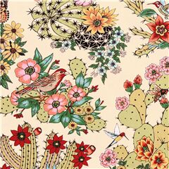 Hacienda Cactus Papillon Libellule Illustr Tissu par Alexander Henry