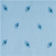 Feder auf hellblauer Baumwolle Stoff von Liberty Fabrics