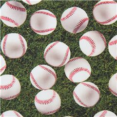 Tissu vert avec des balles de baseball Tissu par Robert Kaufman