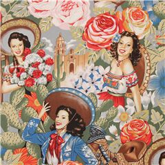 Las Senoritas Femmes Mexicaines Sombrero Tissu par Alexander Henry