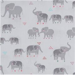 grau Mama und Baby Elefant Baumwollstoff Stoff von Dear Stella