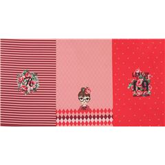 Tissu jersey  panneaux avec des roses et des losanges coupon (coupon)