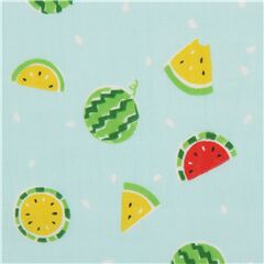 leichte trkisfarbene doppellagige Gaze Stoff mit Wassermelonen Stoff von Kokka