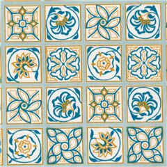 tessuto grigioazzurro chiaro motivo quadri ripetuti piastrelle Tessuto di Liberty Fabrics