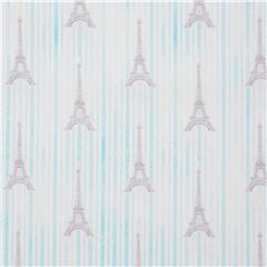 Tela algodn rayas azul claro Pars torre Eiffel Tela de Michael Miller