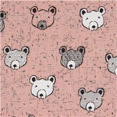 Tissu Stof Fabrics marron-pche clair avec des ttes d'ours (coupon)