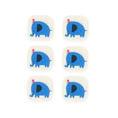 Hellcremefarbenes Quadrat blauer Elefant Bgelbild Flicken 6 Stck von Japanese Indie