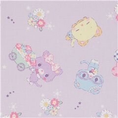 Tissu lamin violet clair avec le chat Mewkledreamy Tissu par Sanrio