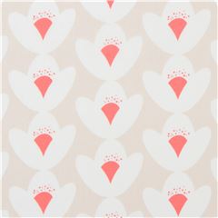 Tissu Art Gallery Fabrics taupe clair avec des fleurs (coupon)