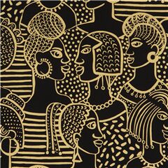 Profils Latraux De Dame Dore Tissu par Alexander Henry