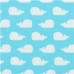 Tissu jersey Stof Fabrics bleu avec des mini-baleines Tissu par Stof France