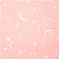 tessuto rosa luna stelle cotone astronomia costellazioni Tessuto di Michael Miller