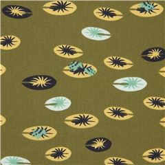 Tissu bio vert mousse avec des nnuphars jaune clair par birch USA (coupon)